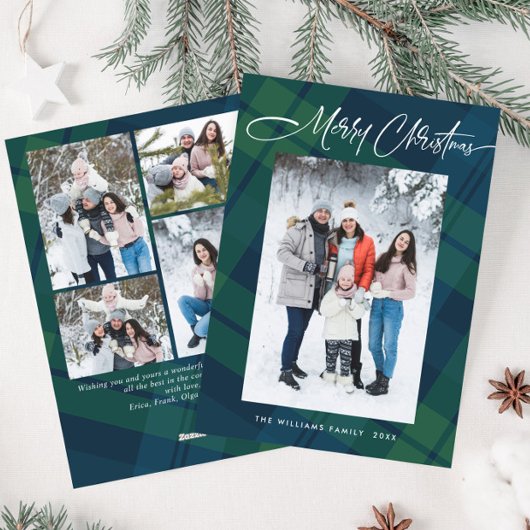 Retro Weihnachten Kariert 5 Foto Gruß