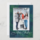 Retro Weihnachten Kariert ein Foto Gruß (Vorderseite)