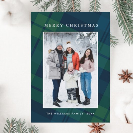 Retro Weihnachten Kariert ein Foto Gruß