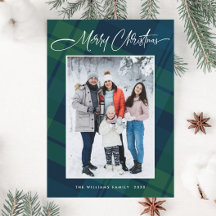 Retro Weihnachten Kariert ein Foto Gruß