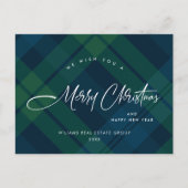 Retro Weihnachten Karierter Grußurlaub für Unterne Postkarte (Vorderseite)