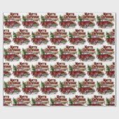 Retro Weihnachten Karierter roter Vintager LKW Far Geschenkpapier (Flach)