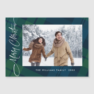 Retro Weihnachten Kariertes FOTO Magnet-Karte Magnetkarte