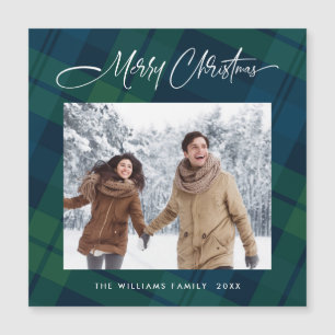 Retro Weihnachten Kariertes FOTO Magnet-Karte Magnetkarte
