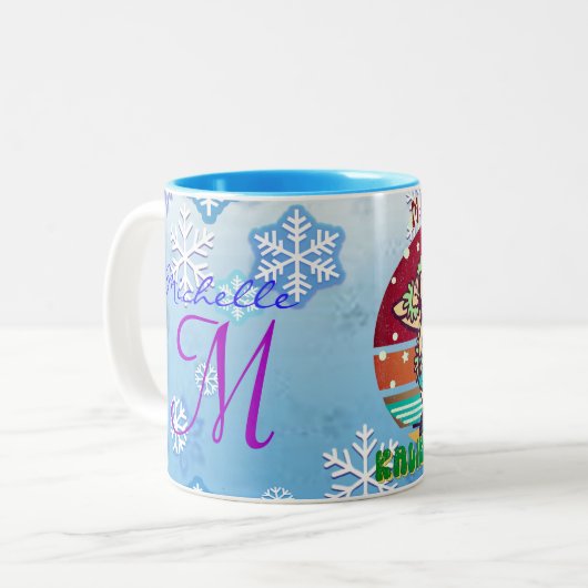 Retro Weihnachten, Mele Kalikimaka Hula Dancer Zweifarbige Tasse (Vorderseite Links)