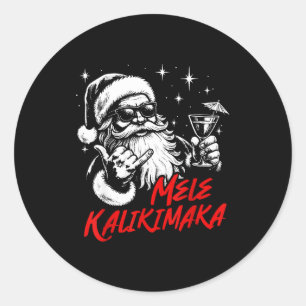 Retro-Weihnachten Mele Kalikimaka Santa Shaka Hawa Runder Aufkleber