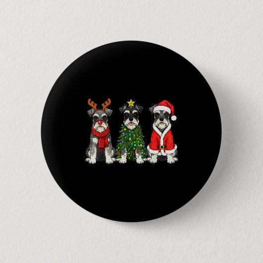 Retro-Weihnachten Miniaturschnauzer Weihnachtsmann Button (Vorderseite)