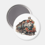 Retro-Weihnachten mit Dampflok Magnet (Vorderseite/Rückseite)