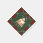 Retro Weihnachten mit Familienname Serviette (Ecke)