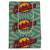 Retro Weihnachten Mittlere Geschenktüte (Rückseite)