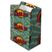 Retro Weihnachten Mittlere Geschenktüte (Rückseite Schrägansicht)