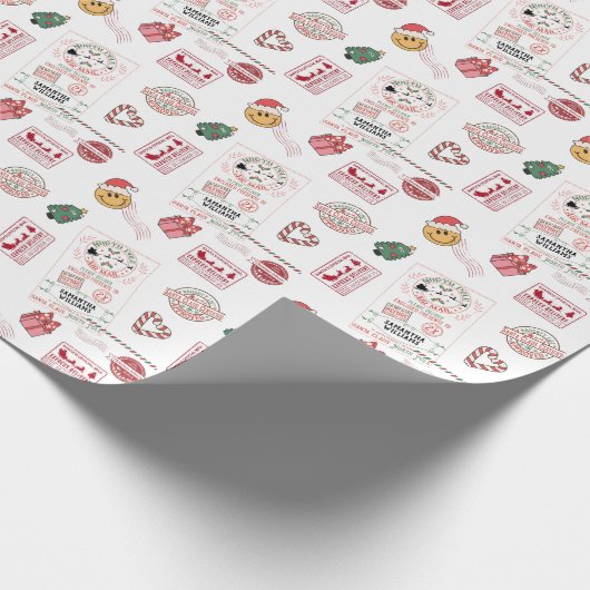 Retro Weihnachten Niedliche Personalisierte Baby K Geschenkpapier (Ecke)