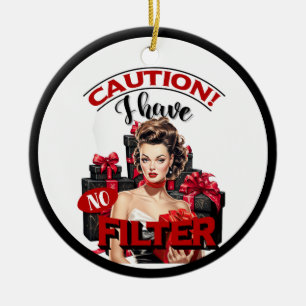 Retro-Weihnachten ohne Filter-Pinup Keramik Ornament