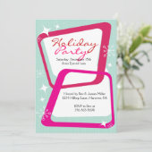 Retro Weihnachten-Party Einladungen (Stehend Vorderseite)