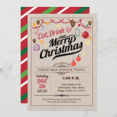 Retro Weihnachten Party essen frohe Weihnachten tr Einladung (Vorne/Hinten)