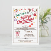 Retro Weihnachten Party essen trinken und fröhlich Einladung (Stehend Vorderseite)