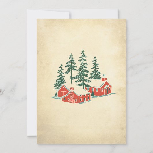 Retro Weihnachten Party Vintag Rustikale Einladung (Rückseite)