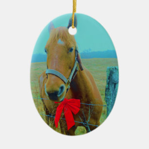 retro Weihnachten Pferd Keramik Ornament