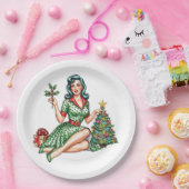 Retro-Weihnachten Pin-Up-Papierteller Pappteller (Party)