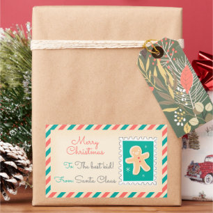 Retro-Weihnachten-Postleitzettel-Etiketten - Kekse Rechteckiger Aufkleber