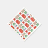 Retro Weihnachten präsentiert Illustration Napkins Serviette (Ecke)