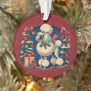 Retro-Weihnachten-Pudel Vintage 1950er Jahre Feier Ornament