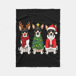 Retro-Weihnachten Rattenterrier Weihnachtsmann Ren Fleecedecke