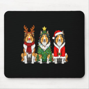 Retro-Weihnachten Rauher Collie Santa Rentier Hund Mousepad