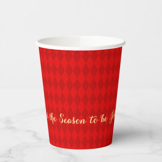 Retro Weihnachten Red Pattern Diese Jahreszeit wir Pappbecher (Links)