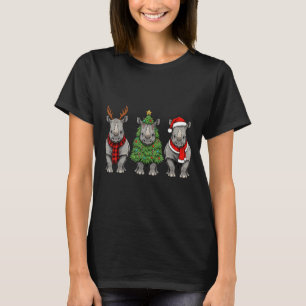 Retro-Weihnachten Rhino Santa Rentier Safari-Tier T-Shirt