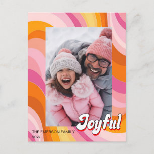 Retro Weihnachten Rosa Rosa Foto Feiertag in den 1 Postkarte