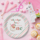 Retro Weihnachten Rosa Santa First Geburtstag Pappteller (Party)