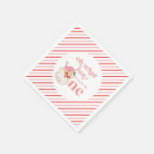Retro Weihnachten Rosa Santa First Geburtstag Serviette (Ecke)