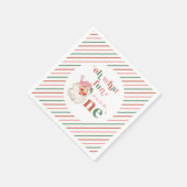 Retro Weihnachten Rosa Santa First Geburtstag Serviette (Ecke)