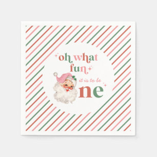 Retro-Weihnachten rosa Weihnachtsmann erster Gebur Serviette
