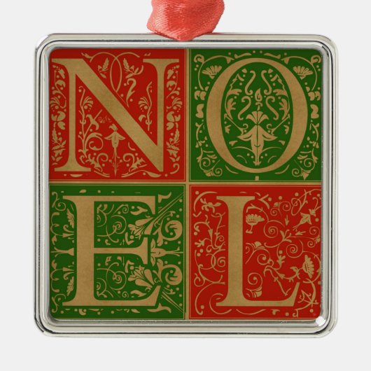 Retro Weihnachten Rot und Grün dekoriert Ornament Aus Metall (Vorne)