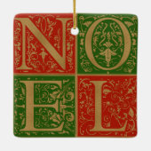 Retro Weihnachten Rot und Grün dekoriert Urlaub Keramikornament (Rückseite)