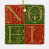 Retro Weihnachten Rot und Grün dekoriert Urlaub Keramikornament (Vorderseite)