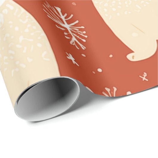 "Retro Weihnachten rot-weiße Bären und Baum Geschenkpapier (Rolleneckpunkt)