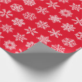 Retro Weihnachten Rote und weiße Schneeflocken Vin Geschenkpapier (Ecke)