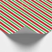Retro Weihnachten Rote weiße Streifen Gold Text Geschenkpapier (Ecke)
