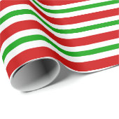 Retro Weihnachten Rote weiße Streifen Gold Text Geschenkpapier (Rolleneckpunkt)