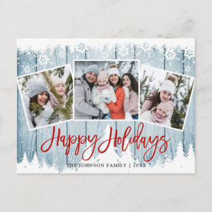 Retro-Weihnachten Rustikal 3 PHOTO Grußkarte Feier Postkarte
