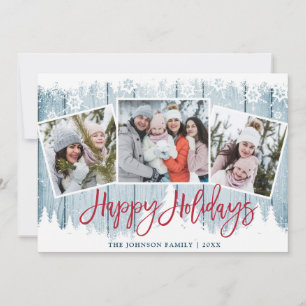Retro-Weihnachten Rustikales Blauholz 3 FOTO Gruß Feiertagskarte