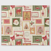 Retro-Weihnachten-Santa-Collage-Urlaub Geschenkpapier (Flach)