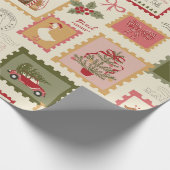 Retro-Weihnachten-Santa-Collage-Urlaub Geschenkpapier (Ecke)