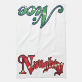 Retro Weihnachten, schmutzige oder schöne rote grü Geschirrtuch (Vertikal)