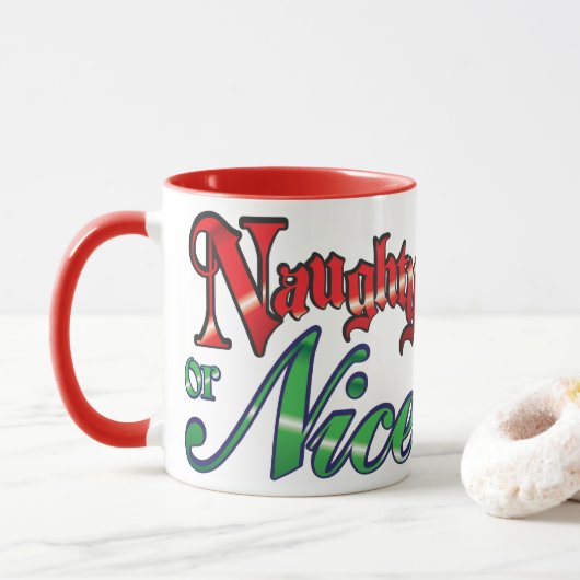 Retro Weihnachten, schmutzige oder schöne rote grü Tasse (Mit Donut)