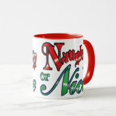 Retro Weihnachten, schmutzige oder schöne rote grü Tasse (VorderseiteRechts)