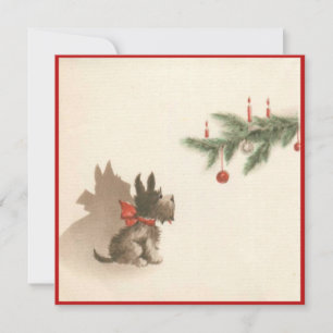Retro-Weihnachten Scotty Dog unter dem Weihnachtsb Feiertagskarte